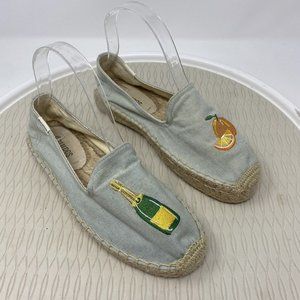 Soludos Size 6 Champagne Brunch Espadrille Flats Light Blue Orange Shoes